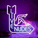 Live Nudes Neon Sign - Cool LED Sign, Pink & Blue, Dimmable USB Powered, Wall Decor for Man Cave, Beer Bar
