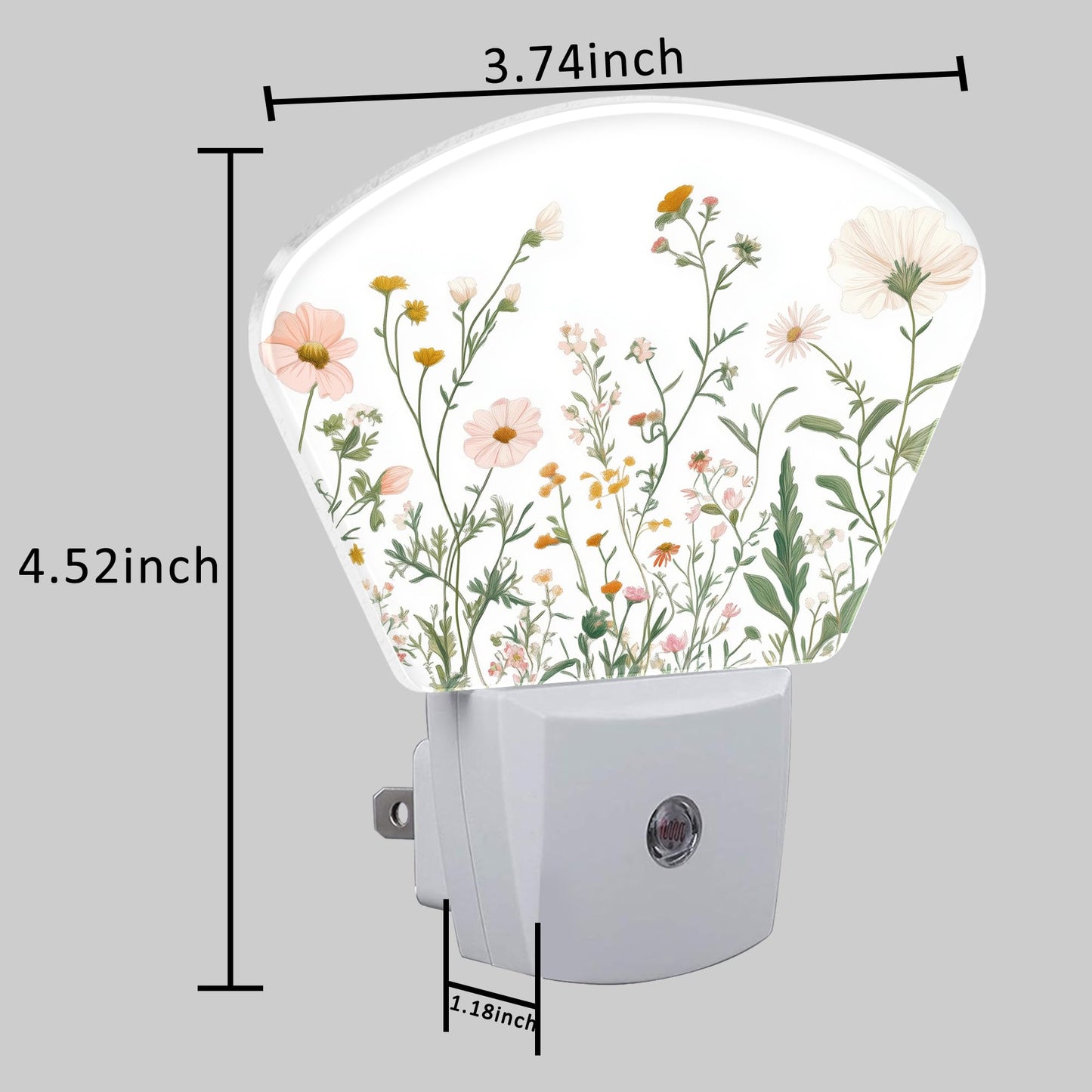 Uiaoiais Wildflowers Plug in Night Lights, Watercolor Colorful Wildflowers Nightlight Plug Into Wall Dusk to Dawn Sensor for Kid Girls Boys Women Men