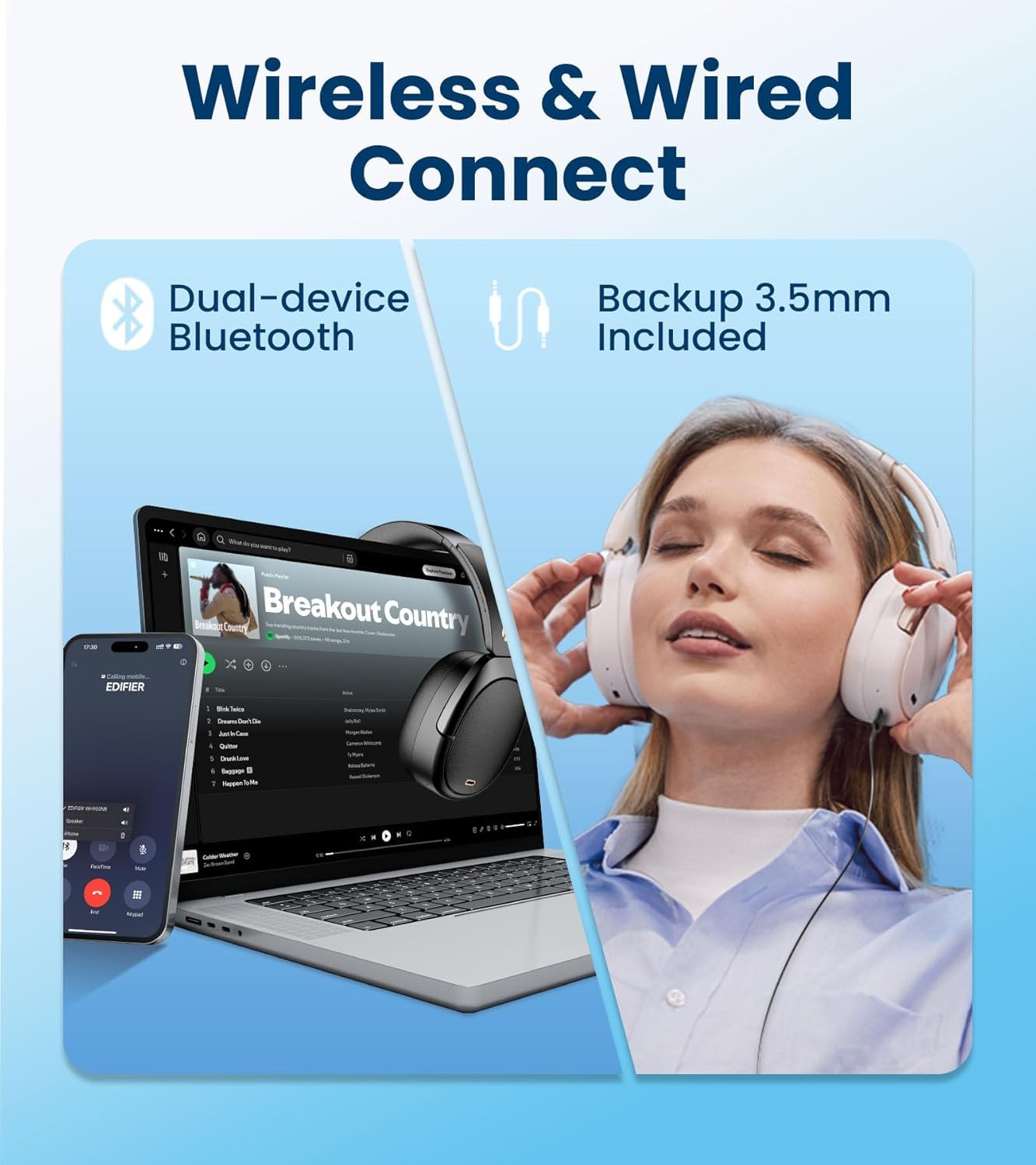 Edifier WH950NB Gen 2 Wireless Hybrid Active Noise Cancelling Headphones, Hi-Res Audio with LDAC 8-Level ANC, Spatial Sound 80H Playtime Bluetooth…