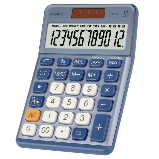 Pendancy Office Small Calculator Desktop with Tax+/- for Tax Calculation, 12 Digit Large LCD Display, Solar Battery Power, Durable Portable Design