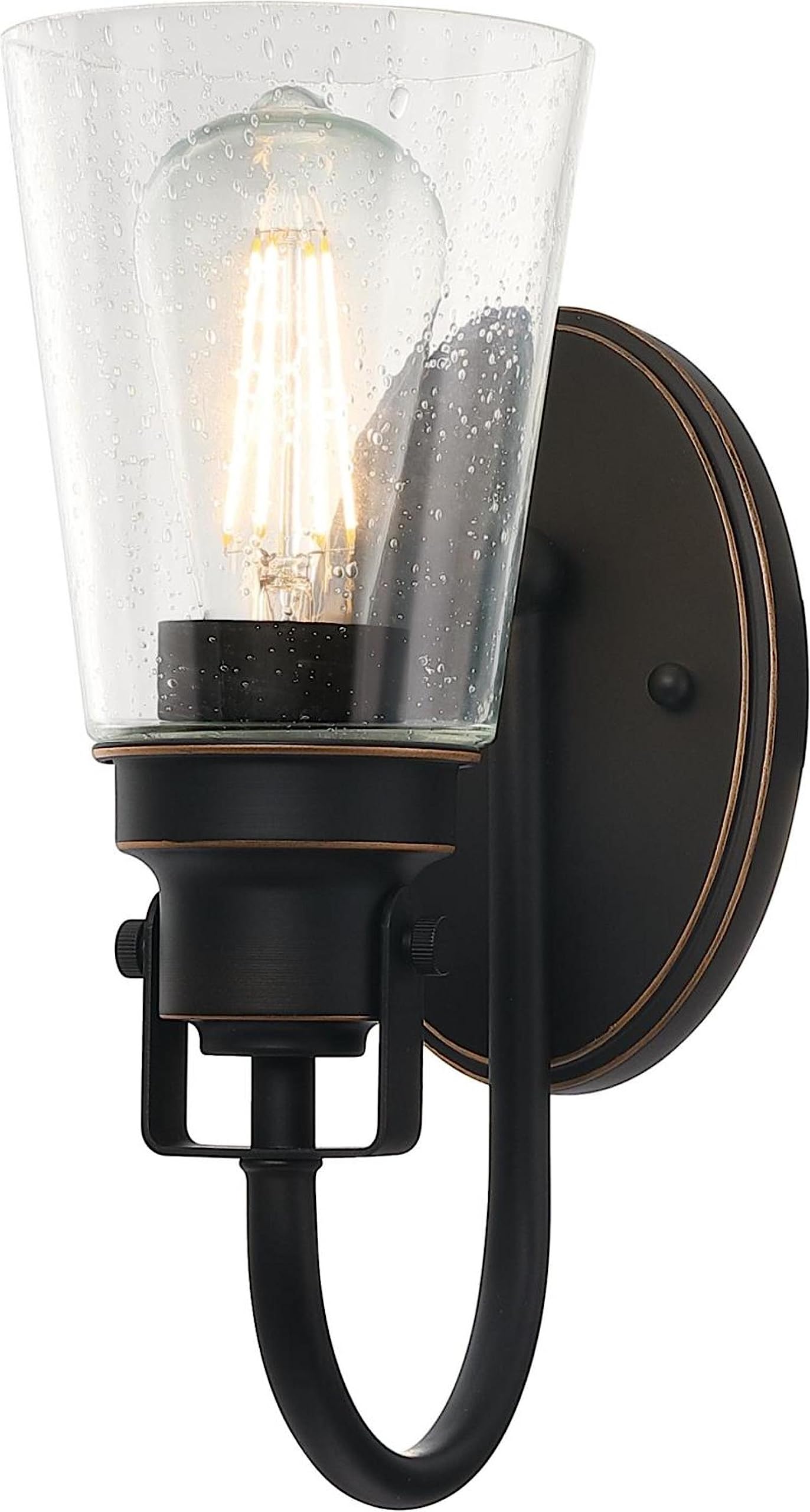 Westinghouse Lighting 6574500 Ashton One-Light Indoor Wall Fixture, Black-Bronze Finish with Highlights and Clear Seeded Glass