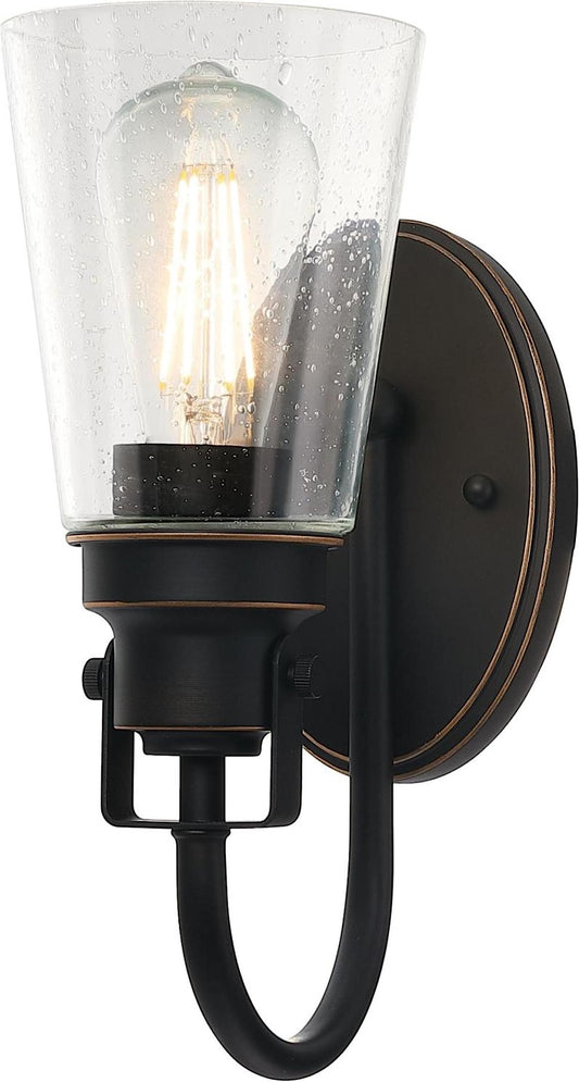 Westinghouse Lighting 6574500 Ashton One-Light Indoor Wall Fixture, Black-Bronze Finish with Highlights and Clear Seeded Glass
