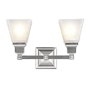 Livex Lighting 1032-91 Mission 2 Light Vanity Brushed Nickel with Frosted Glass, 15 x 7.75 x 9.5