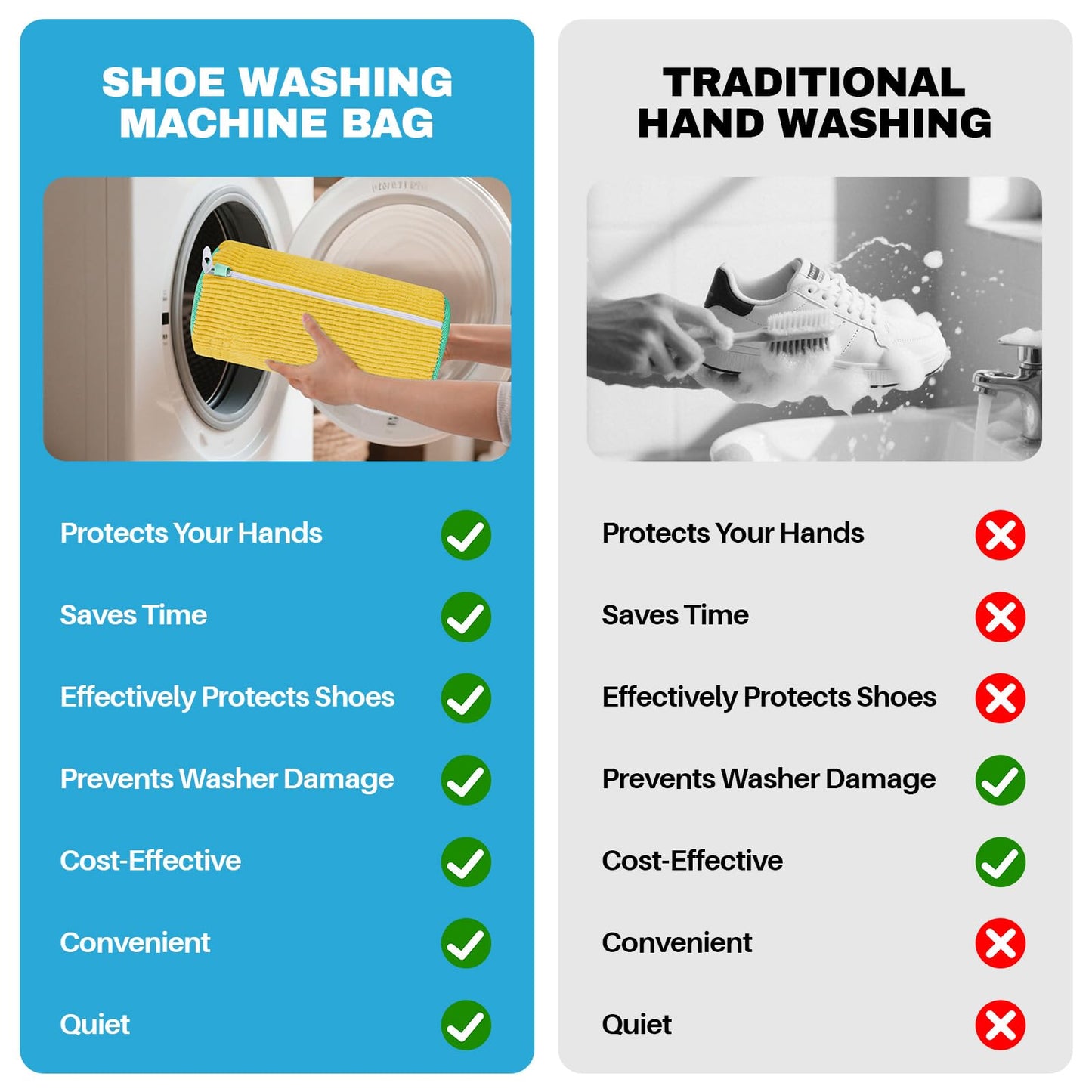 2-Pack Shoe Washing Machine Bags – Reusable Cleaning Bags for Sneakers & Tennis Shoes, Yellow Shoe Cleaner Kit