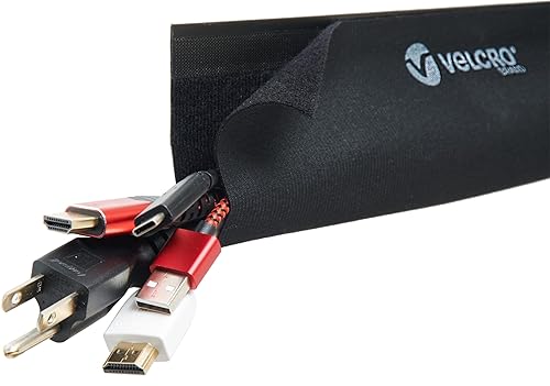 VELCRO Brand Mountable Cable Sleeve | 3-Ft Customizable Cable Raceway with Removable Adhesive | Cut to Length for Custom Size Wire Management | Cord