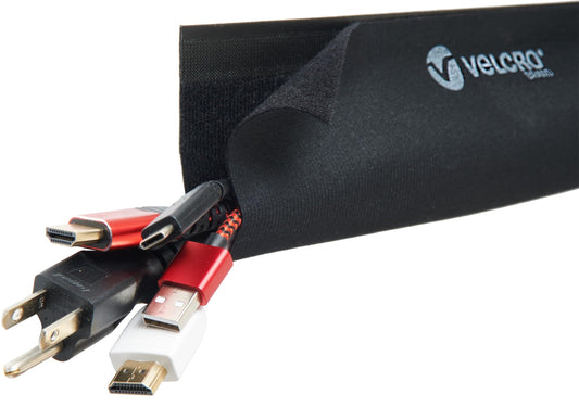 VELCRO Brand Mountable Cable Sleeve | 3-Ft Customizable Cable Raceway with Removable Adhesive | Cut to Length for Custom Size Wire Management | Cord