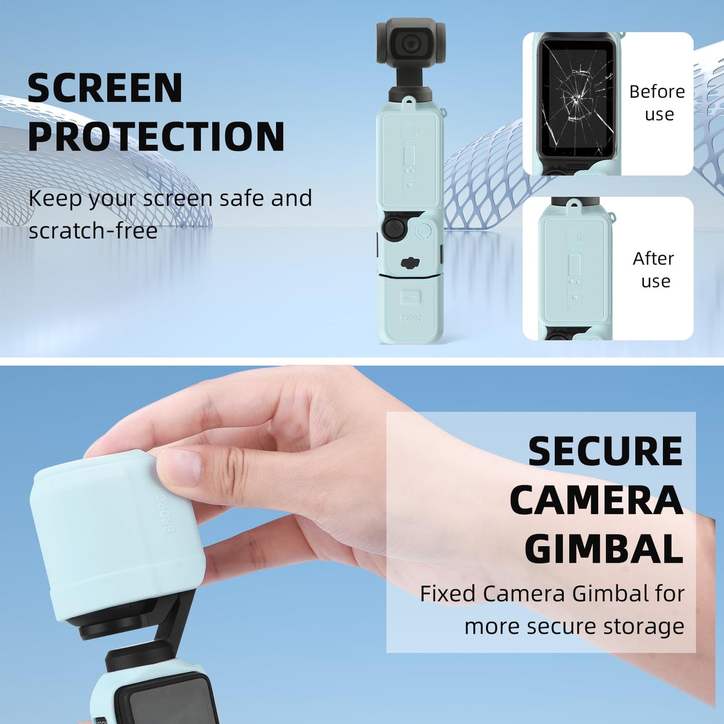 BRDRC Pocket 3 Silicone Cover, For Xtra Muse Protective Case Lens Protector Scratch-Resistant Sleeve Skin Compatible with DJI OSMO Pocket 3 Creator