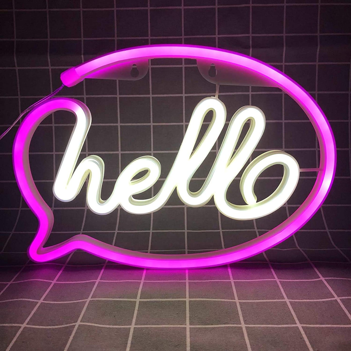 Hello Neon Signs, Sundecor USB Charging/Battery LED Neon Decorative Lights Neon Sign Decor Light Art Wall Decor Neon Light for Kids Room,Bar