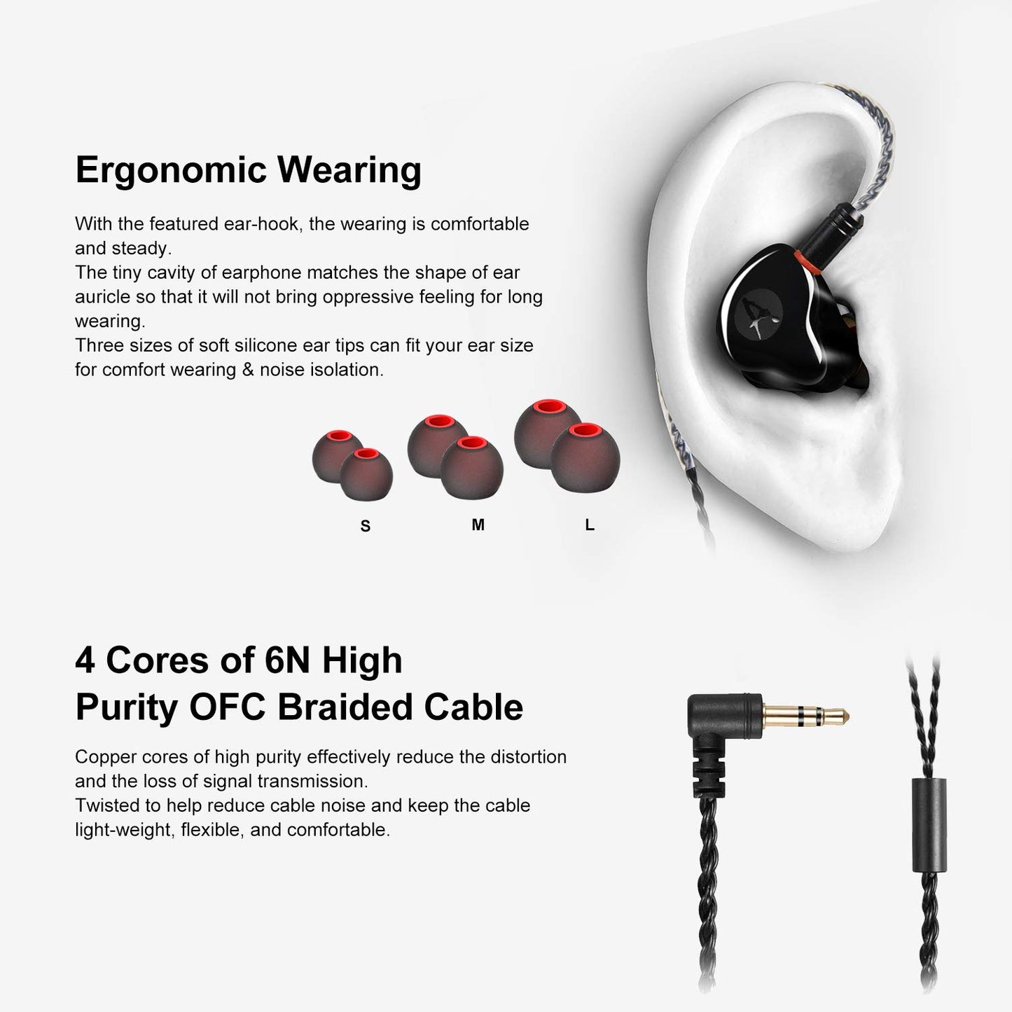 in-Ear Monitors in Ear Headphone Earbuds Wired Earphone Dual Drivers Headphone with MMCX Detachable Cables,Noise-Isolating Comfort Earbud…