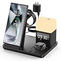 Wireless Charger for Samsung/Android Charging Station, 6 in 1 Fast Watch Charger with Alarm Clock-Night Light, Compatible for Galaxy S25 Ultra/S24
