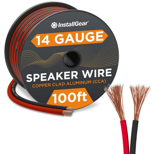 InstallGear 14 Gauge Speaker Wire - Red/Black 100ft Speaker Wire for Car, Home Theater, Stereo, Radio, Surround Sound Systems - 14 Gauge 100 ft