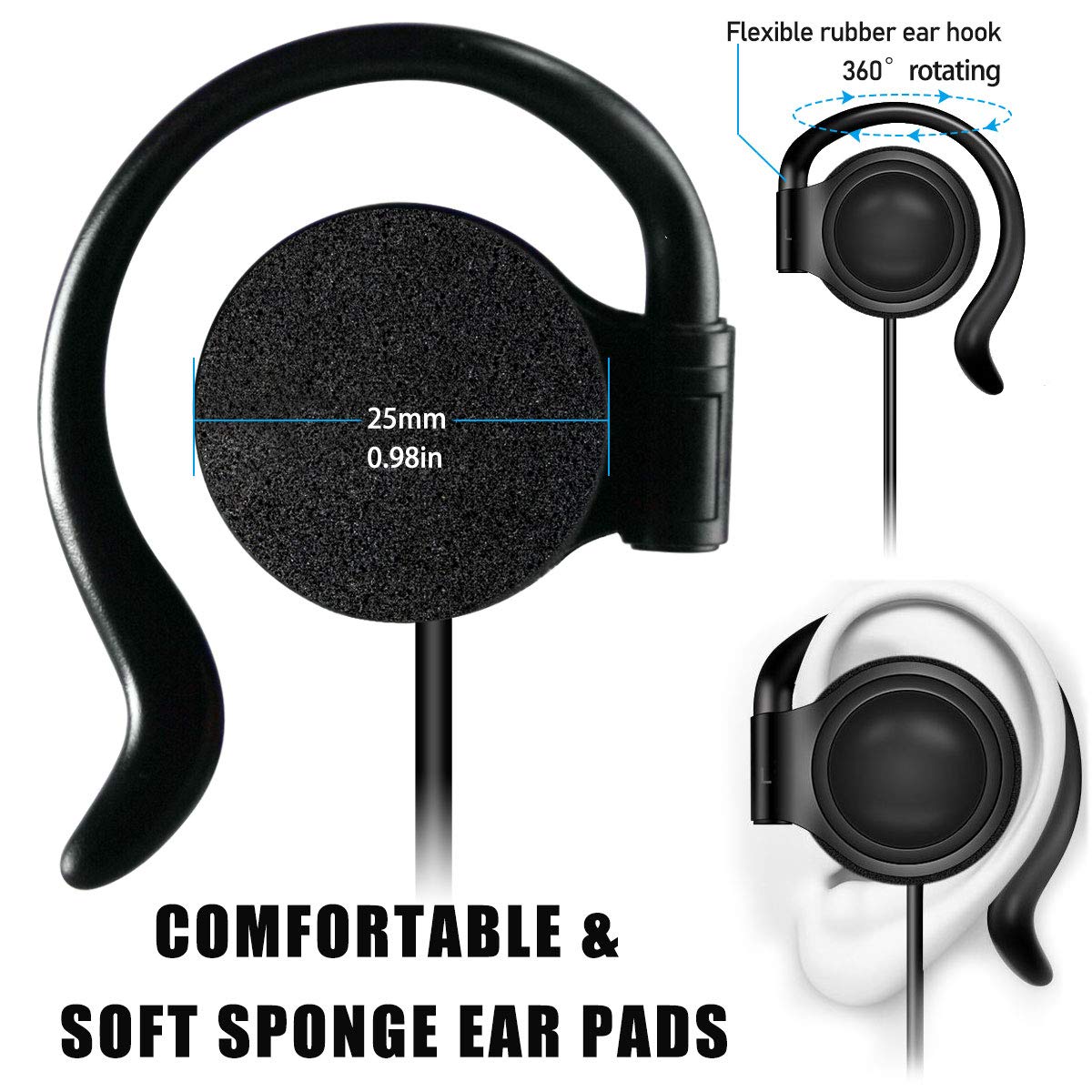 EXMAX 3.5mm Single Side Earphone Earbud One Ear Headphone for EXD-101 ATG-100T ELGT-470 Wireless Tour Guide System Receiver Touring Groups Radio…