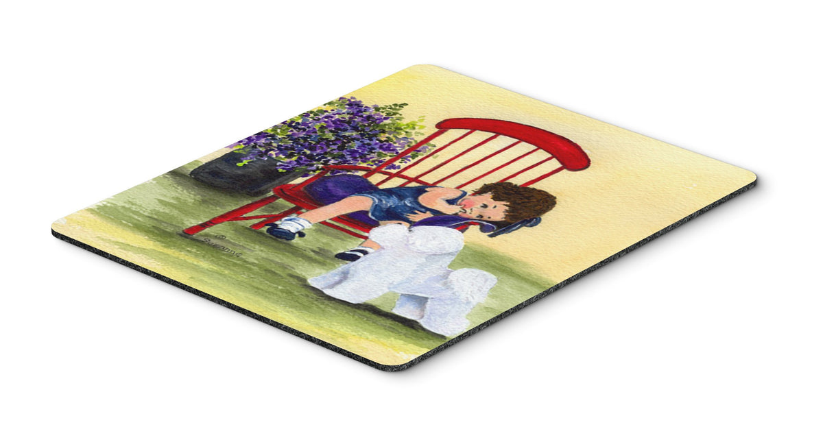Caroline's Treasures SS8533MP Little Girl with her Bichon Frise Mouse Pad, Hot Pad or Trivet for Home Office Gaming Working Computers Laptop Mouse