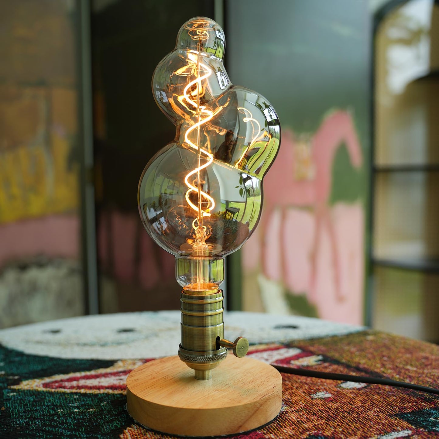 BollyLite G40 LED Edison Bulb, Smoke Gray Hand-Blown Hard Glass, 4W (25W Incandescent Equivalent), 110-130V, E26, 2000K Warm Yellow Light, 200LM