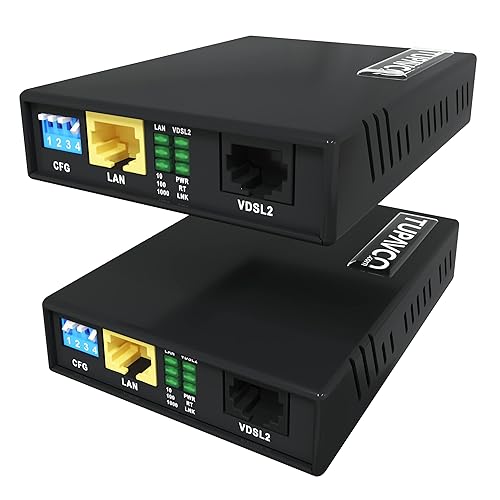 Ethernet Extender Kit Tupavco TEX-200 - Cable Extension up to 5000ft Over Phone Line or CAT5/6 Twisted Copper Wire (300Mbps Max Bandwidth) Single Cord