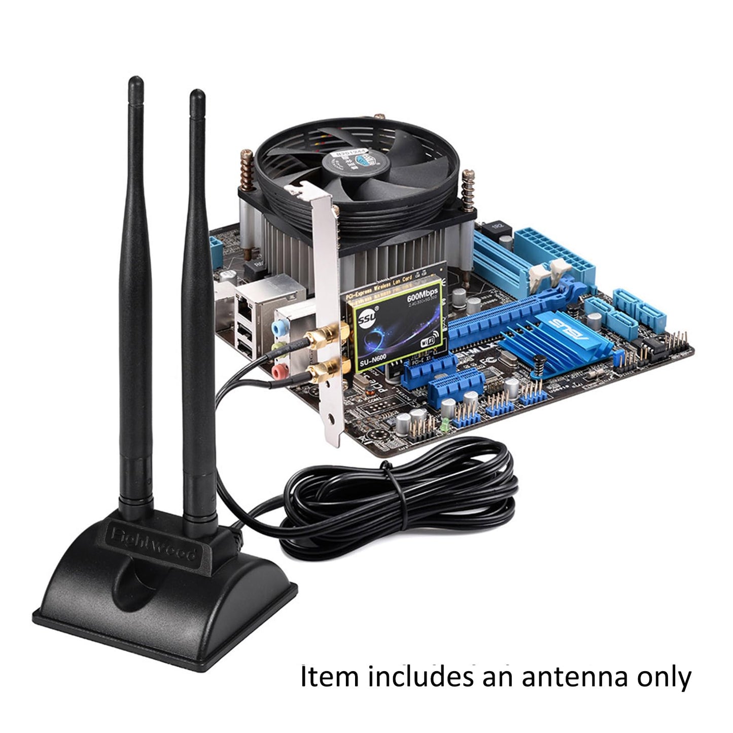 Eightwood WiFi Antenna with RP-SMA Male Connector, 2.4GHz 5GHz Dual Band Antenna Magnetic Base for PC Desktop Computer PCIe Bluetooth Card WiFi Router