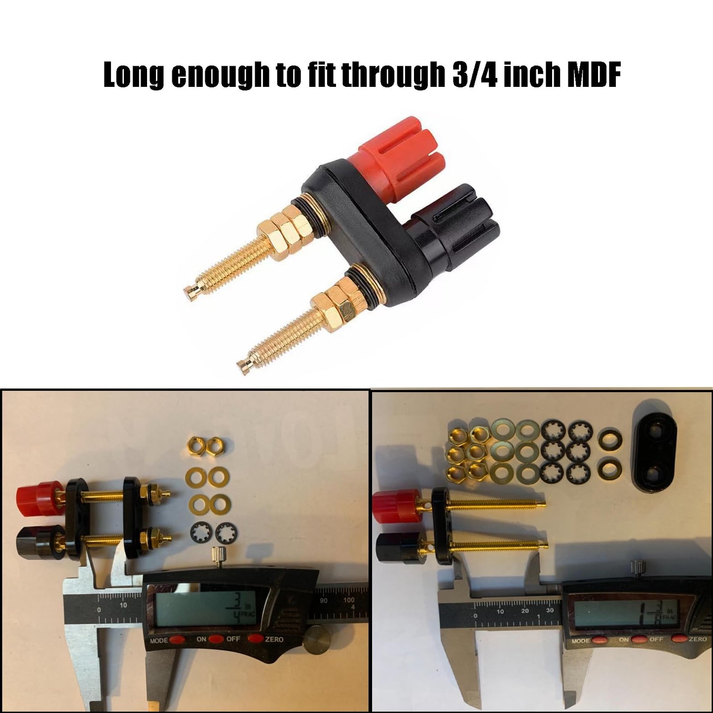EIGHTNOO 4Pcs Banana Jack Plugs Gold Plated Long Threaded Binding Post Speaker Connectors Terminal 2 Way Dual 4mm Banana Plug Female Sockets