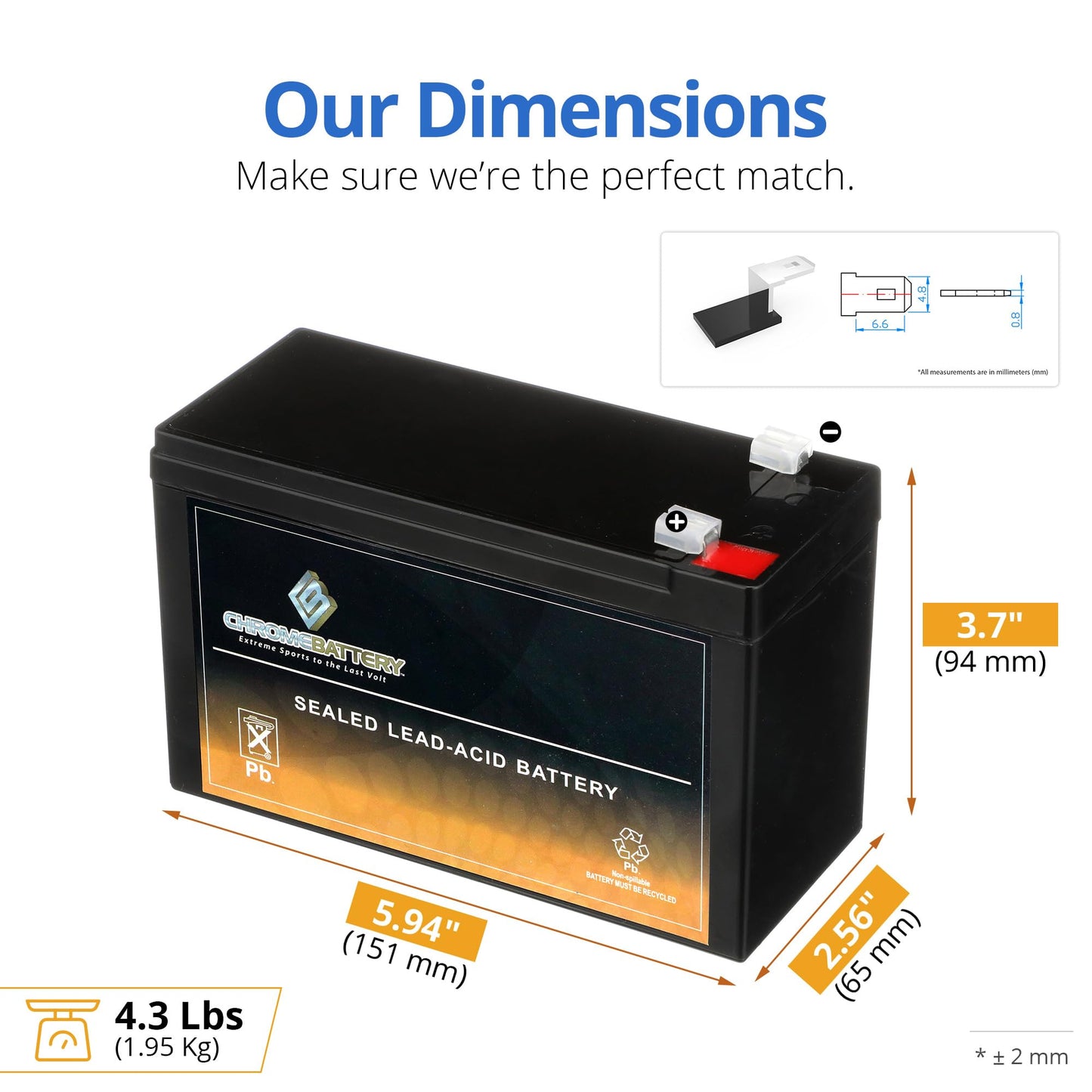 Chrome Battery 12V 7AH SLA Rechargeable Replacement Battery Compatible with UPS Back Up, Fish Finder, Electric Scooter, Go Kart, Quad, and More: 5.94…