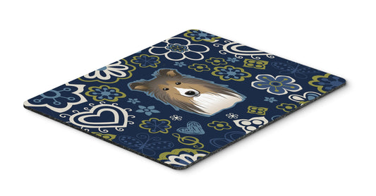 Caroline's Treasures BB5093MP Blue Flowers Sheltie Mouse Pad, Hot Pad or Trivet for Home Office Gaming Working Computers Laptop Mouse Mat,Washable