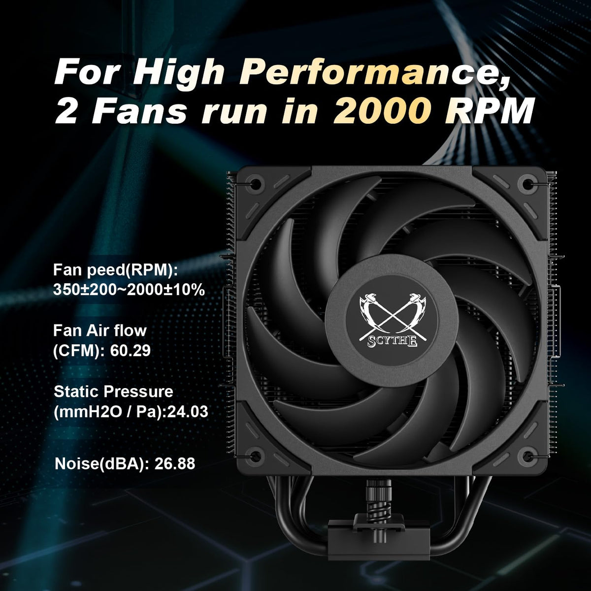 Scythe Mugen 6 Dual Fan Black Edition CPU Air Cooler, Intel LGA1700, LGA1151, AMD AM5, AM4 Support,120mm, Single Tower, Aluminium Top Cover (Mugen 6