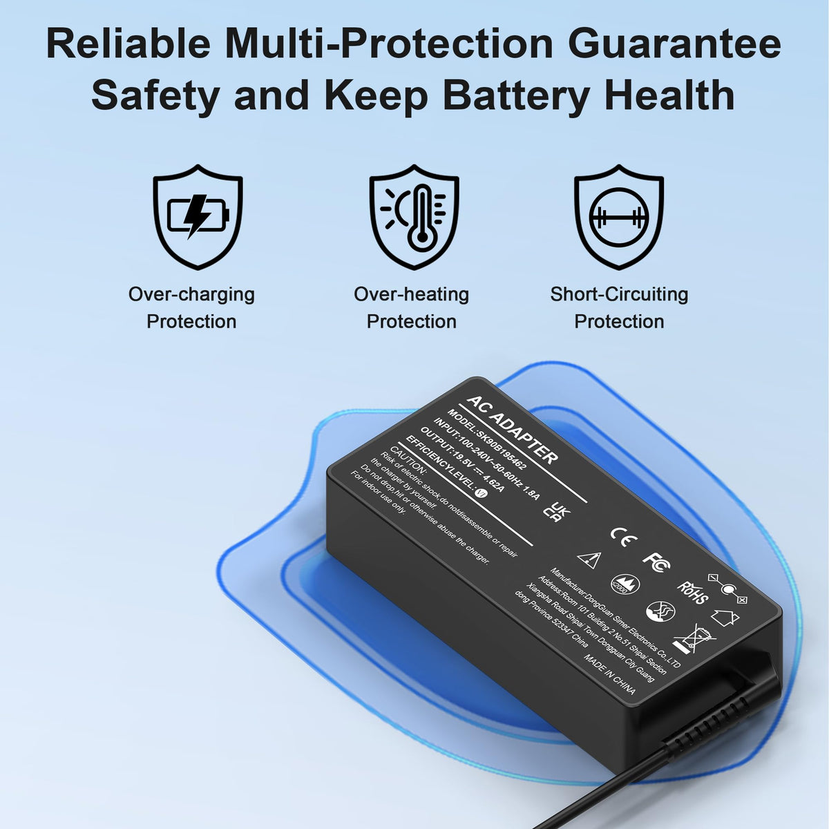 XOUBZ 90W Universal Laptop Charger with 16 Tips AC Adpater for Hp Dell Acer