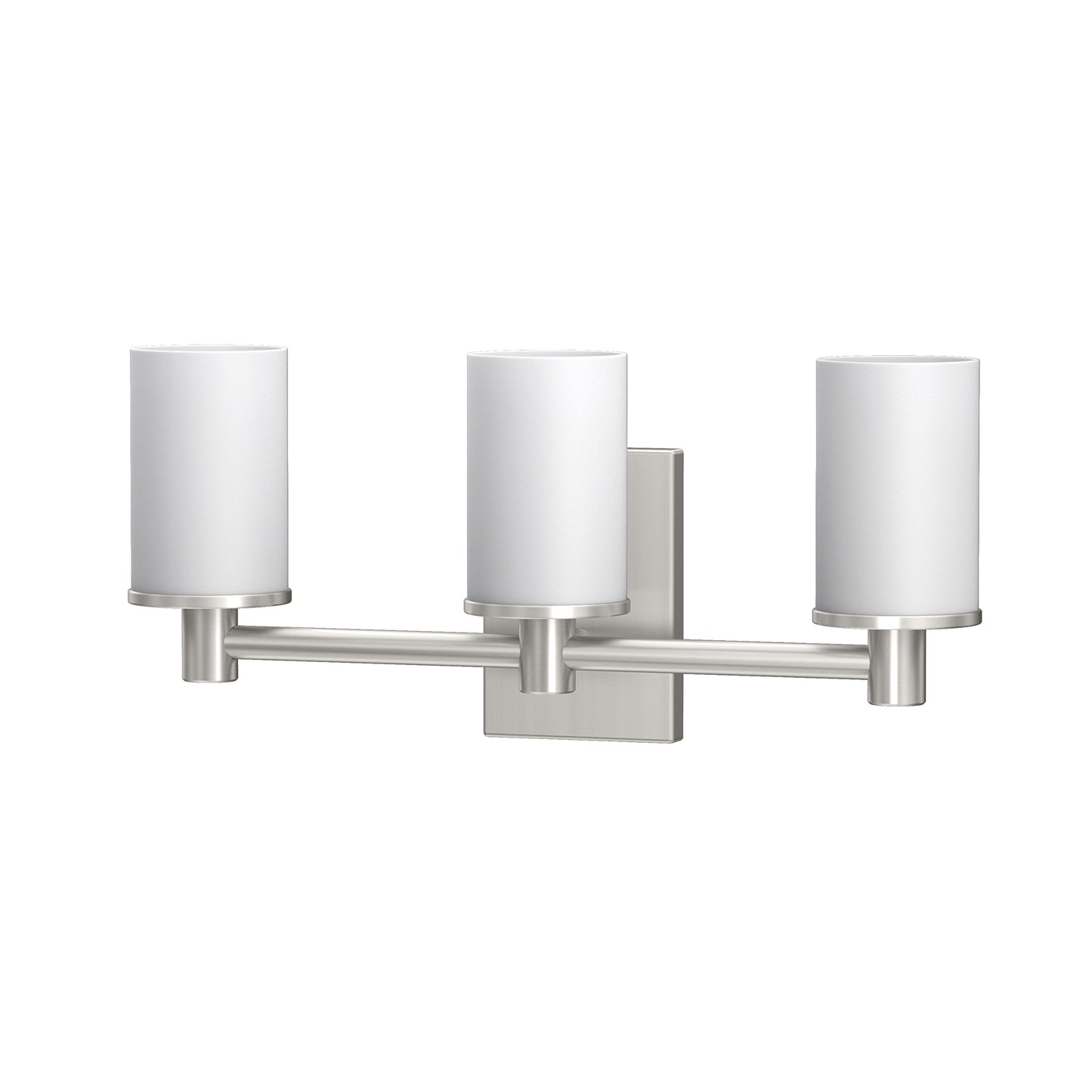 Gatco 1706 Modern Farmhouse Triple Sconce, Satin Nickel | Wall Mounted 3-Light Fixture with Cylinder Frosted 3.50" W X 5.38" H Glass Shades | Bathroom