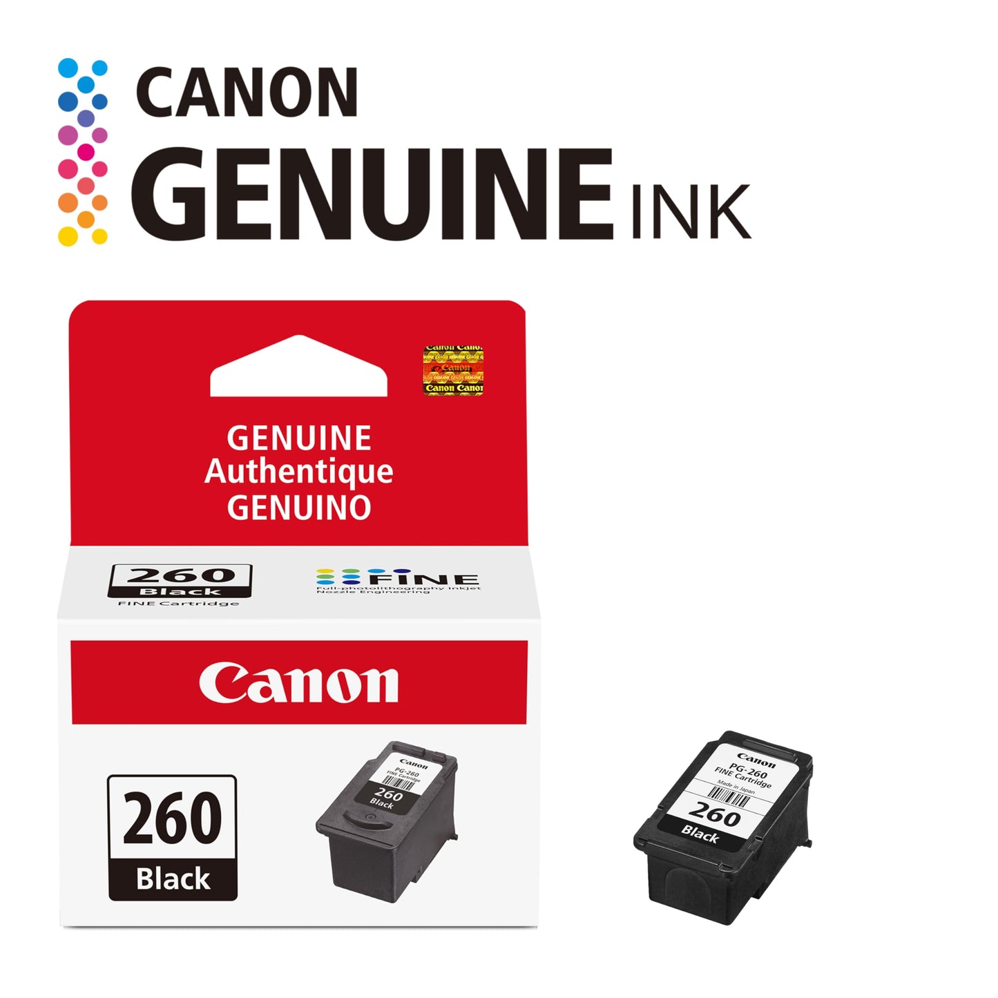 Canon PG-260 Genuine Black Ink Cartridge, Compatible with TS5320/6420/6420a,TR7020/7020a
