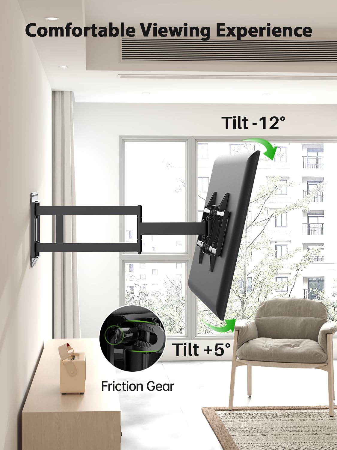 USX Mount Long Arm TV Wall Mount for Most 42-95 inch TV 40 Inch Extension Full Motion TV Mount?Pre-Assembled Wall Mount with Swivel and Tilt Up