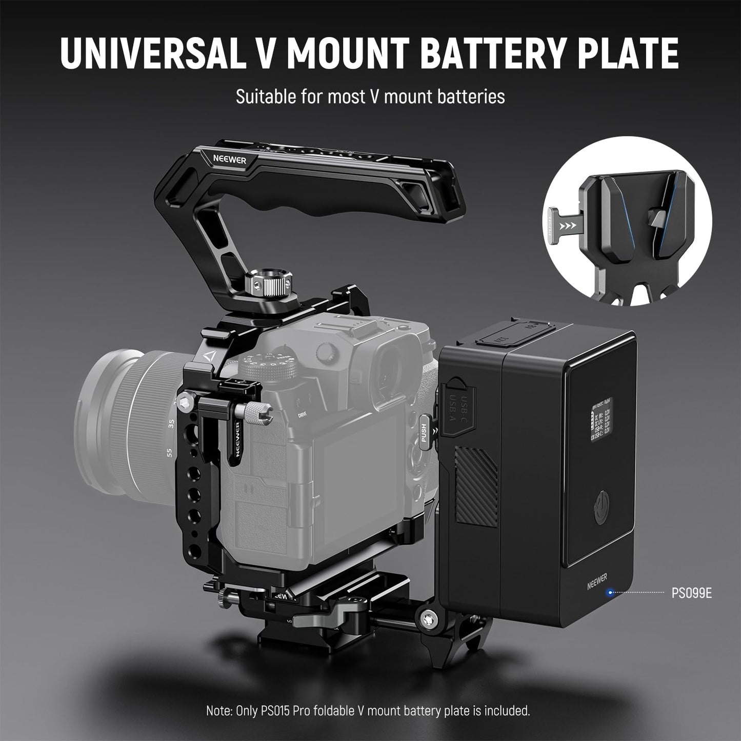 NEEWER Foldable V Mount Battery Plate with Arca Type Quick Release Camera Baseplate, Lightweight DSLR Camera Video Rig Compatible with SmallRig V