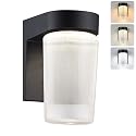 LIT-PaTH LED Jelly Jar Outdoor Wall Lantern, Exterior Porch Lighting Fxiture, 3CCT Selectable 3000K/4000K/5000K, Dimmable, 11W 800 Lumens, Black