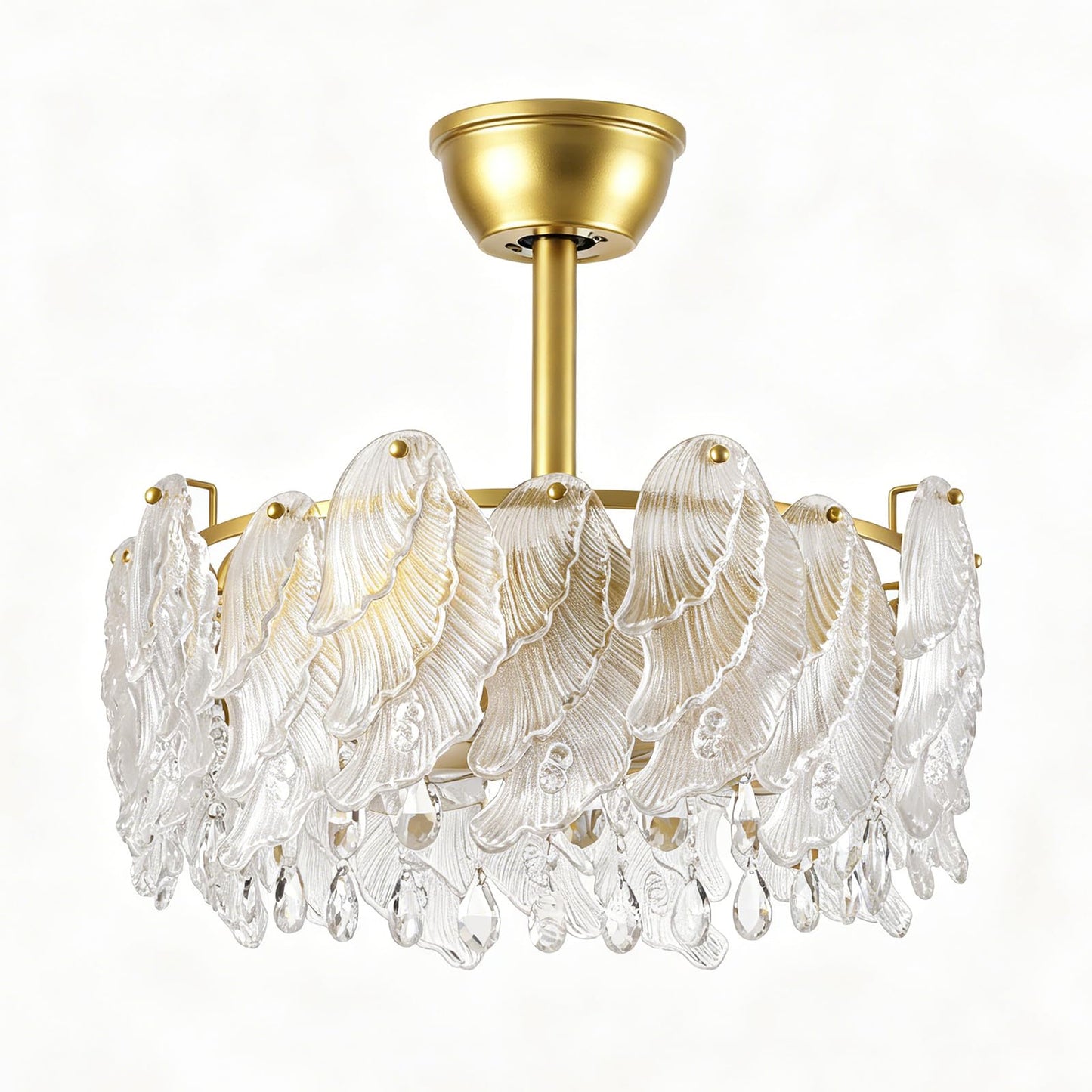 20" Fandelier Ceiling Fan with Light and Remote, Gold Chandelier Fan