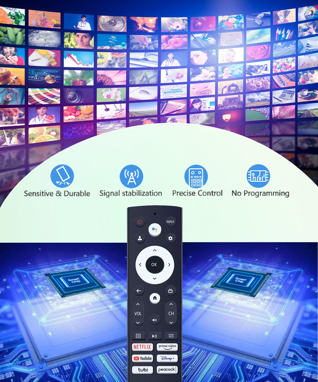 JISOWA Voice Remote Control Universal for Hisense Smart TV 75A76K 120L9H-CINE120A 50A65K 100L5H-DLT100C 65A65K 55U75H 75U75H 50U6H 85A76H 55U75K