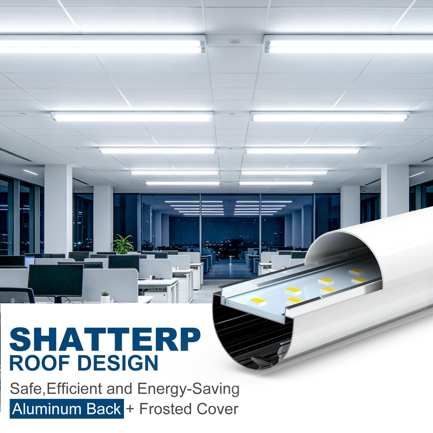 Flourescent Light Bulbs Replacement, 24W 3200LM 5000K Frosted Type A+B, 12P