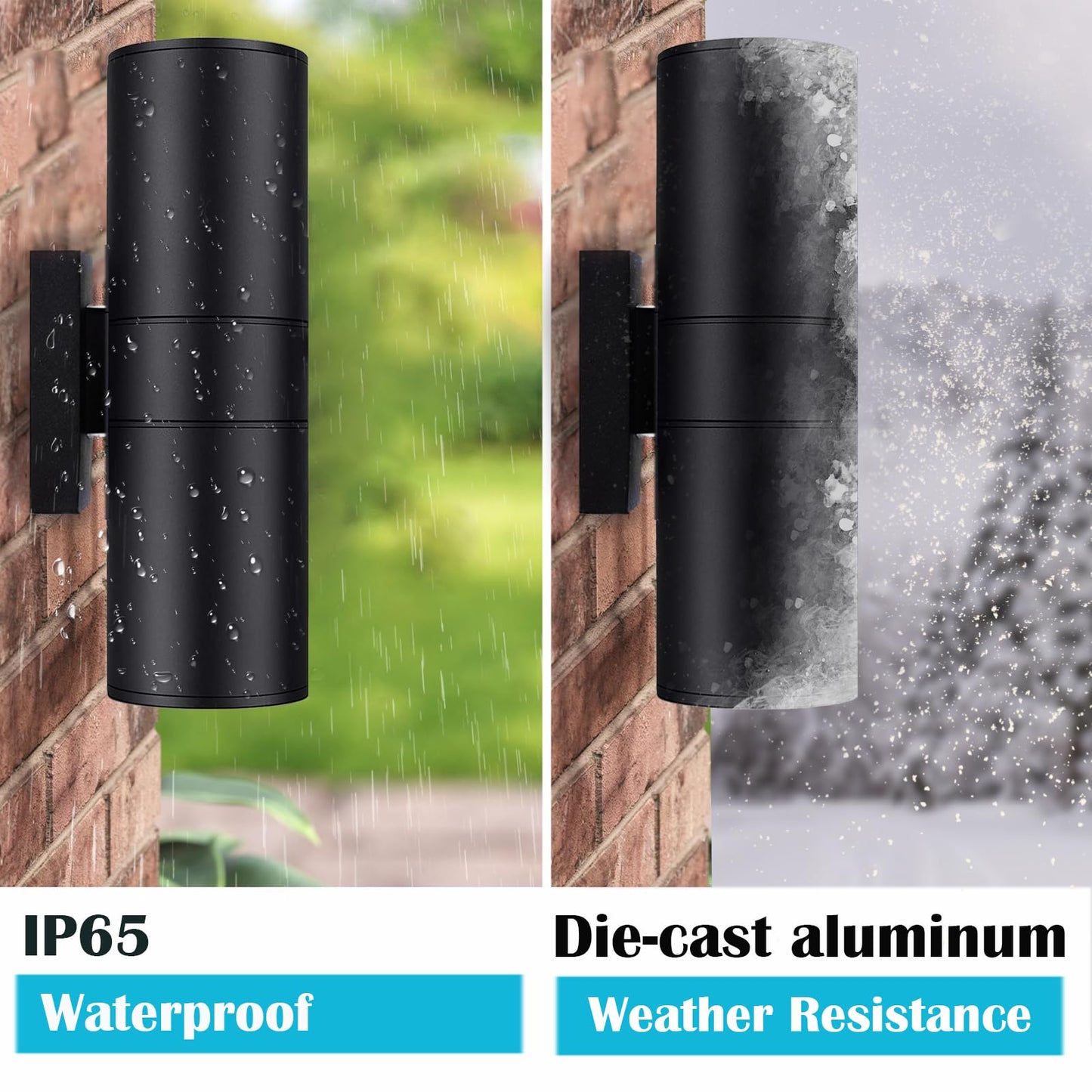 iYogaled Exterior Double Up Down Outdoor Wall Lights, Mi.Light Remote Control RGB Color Changing 1200lm Warm White 3000k RGB+CCT Cylinder Outdoor Wall