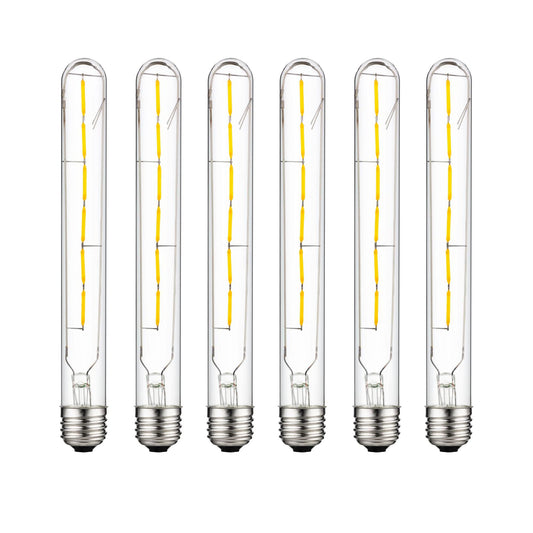 Sunlite LED Filament T8 Tubular Light Bulb, 5 Watts (40W Equivalent), 430 Lumens, Medium E26 Base, Dimmable, 214 mm, UL Listed, 2700K Soft White, 6