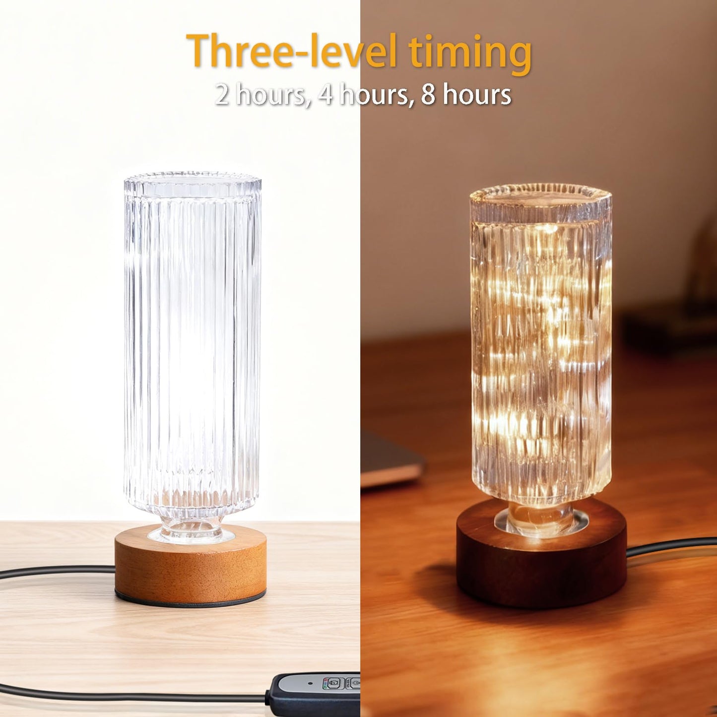 PWTZMYXGS Dimmable Crystal Night Light,Small Bedside Lamp,Nightlight with Timer,Room Decor Desk Lamp,Bedroom,Living Room,Kitchen,Dining Room Lamp