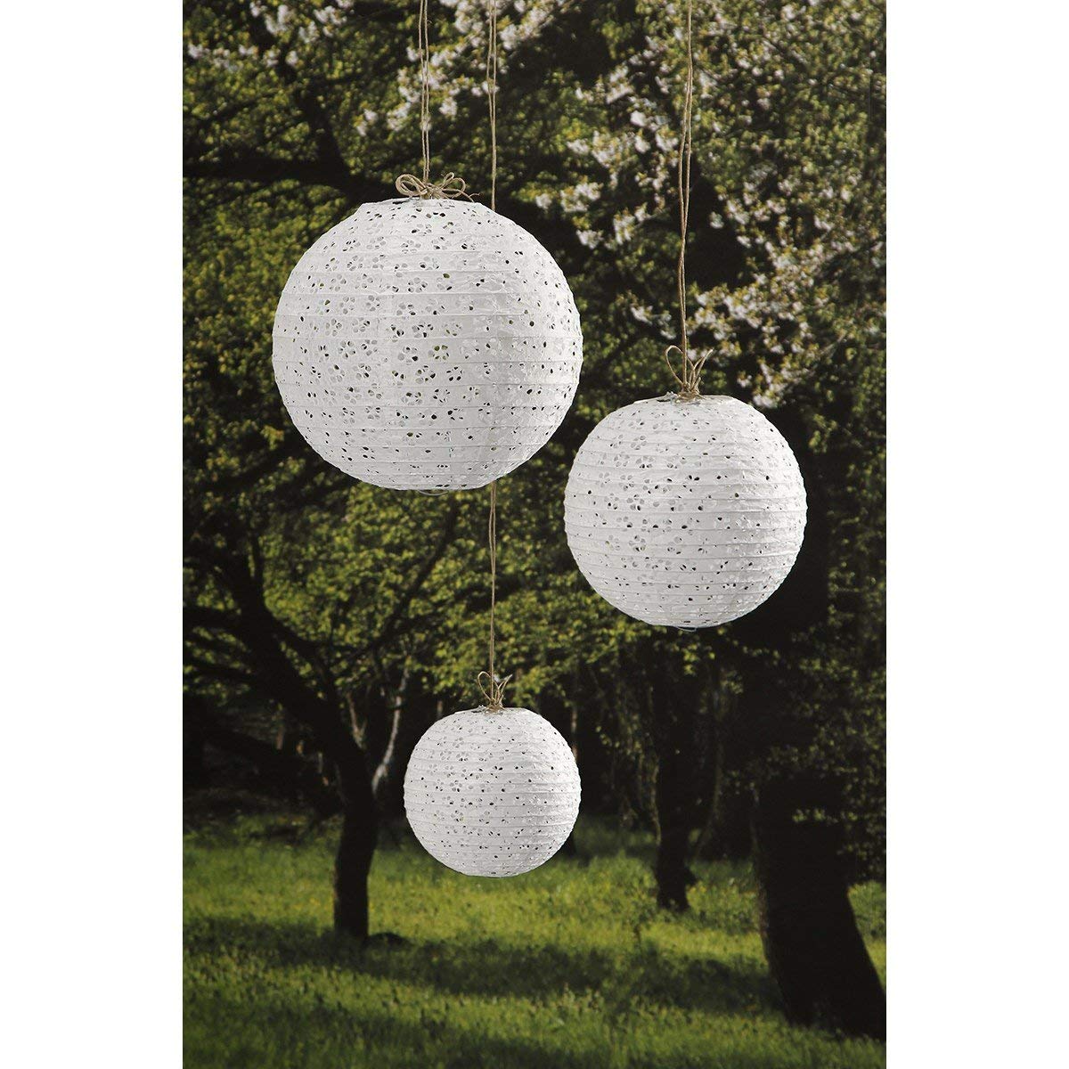 Darice DT814 David Tutera 3-Piece Lace Look Paper Lanterns, 6/8/10-Inch, White