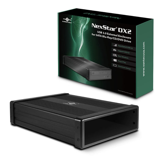 NexStar DX2 USB 3.0 External Enclosure, Design for 5.25" Blu-Ray/CD/DVD SATA Drive, 2nd Gen DX, Aluminum Alloy, fit Any Depth Optical Drive, TAA