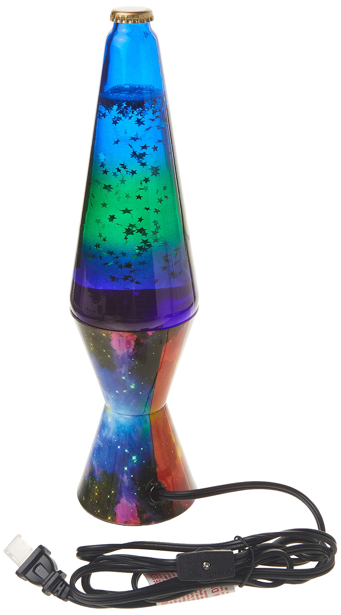 Lava Lamp 2600 Colormax Galaxy 14.5-inch, with Silver Glitter, Clear Liquid, Tri-Colored Globe, Galaxy Decal Base