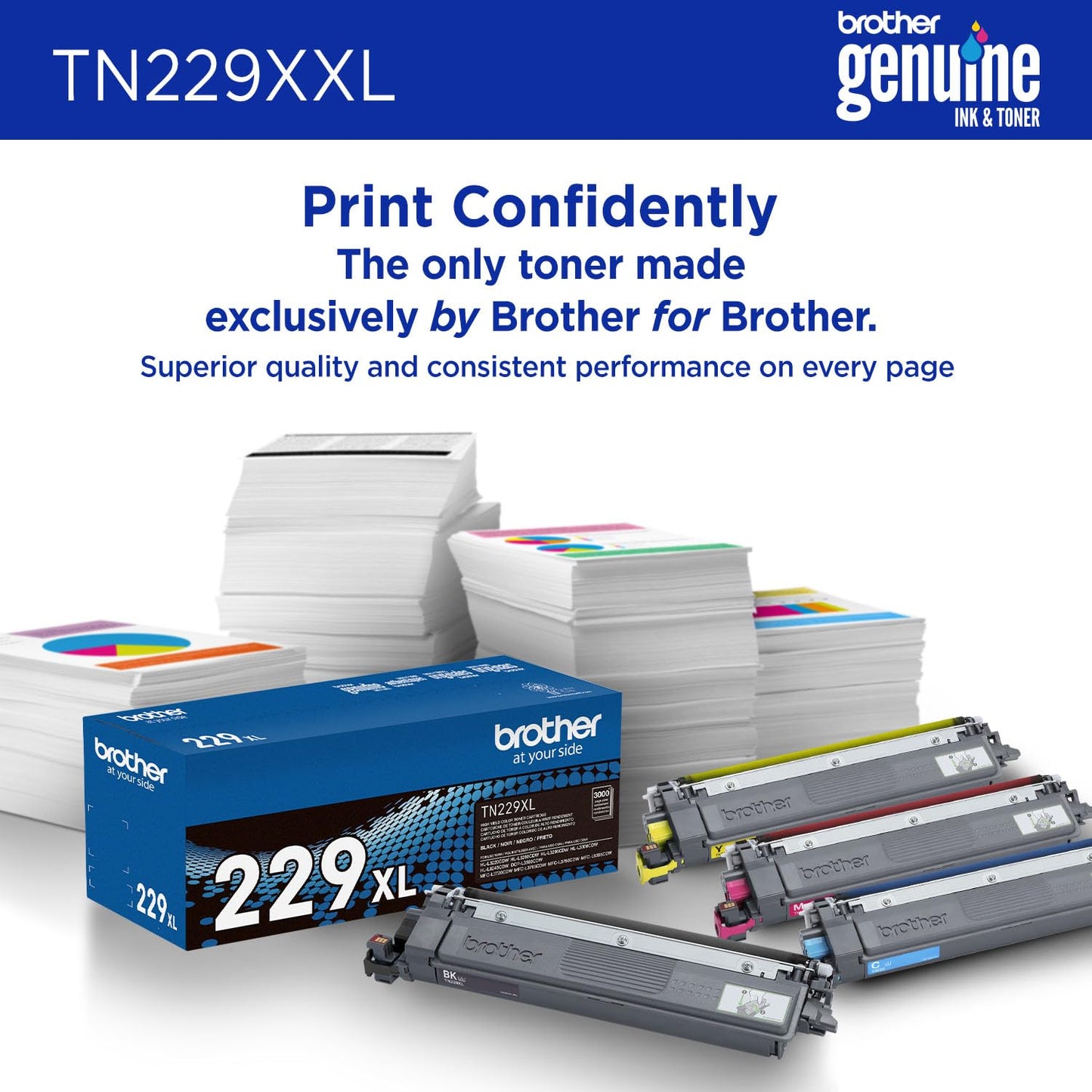 Brother Genuine TN229XXLBK Black Super High Yield Printer Toner Cartridge - Print up to 4,500 Pages(1), Compatible with HL-L3295CDW, HL-L8245CDW