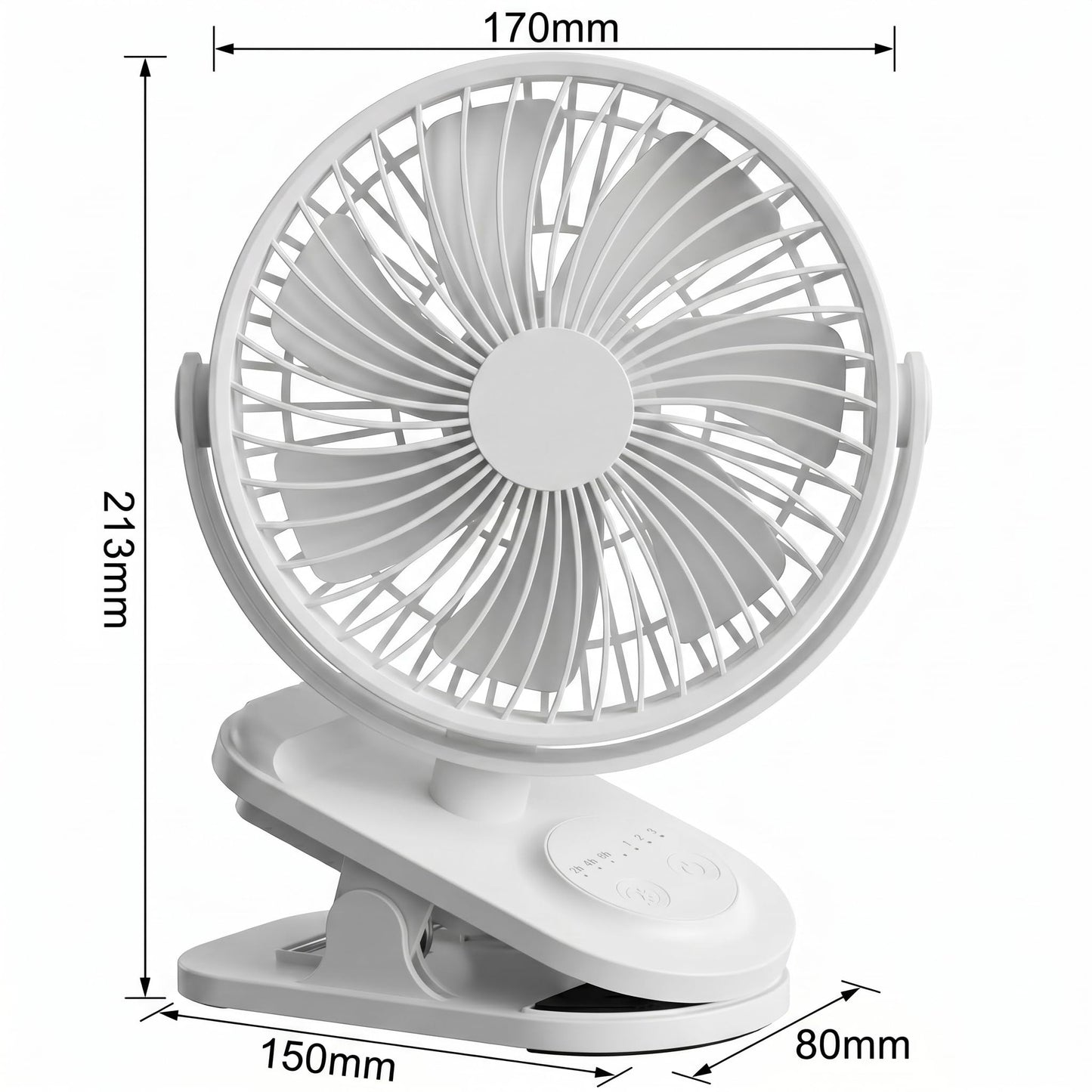 KONPWAY 6 Inch Compact Clip On Personal Fan for Outdoor, Car Seat, Gym & Bedroom, White