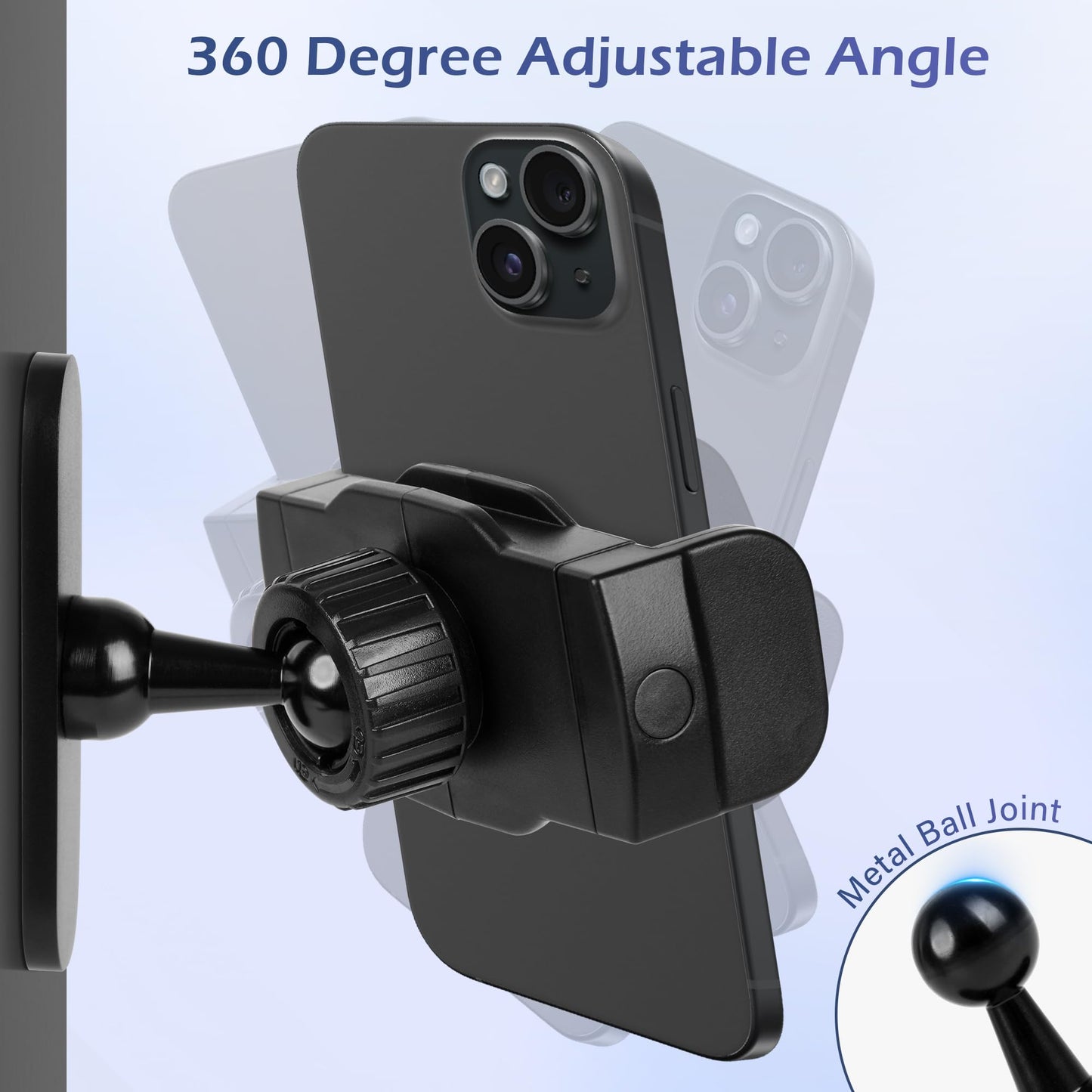 WiwiIron Magnetic Phone Holder for Gym, Portable Gym Magnetic Phone Holder, 360 Degree Adjustable, Compatible with 4.7-6.5’’ Smartphones (Black)