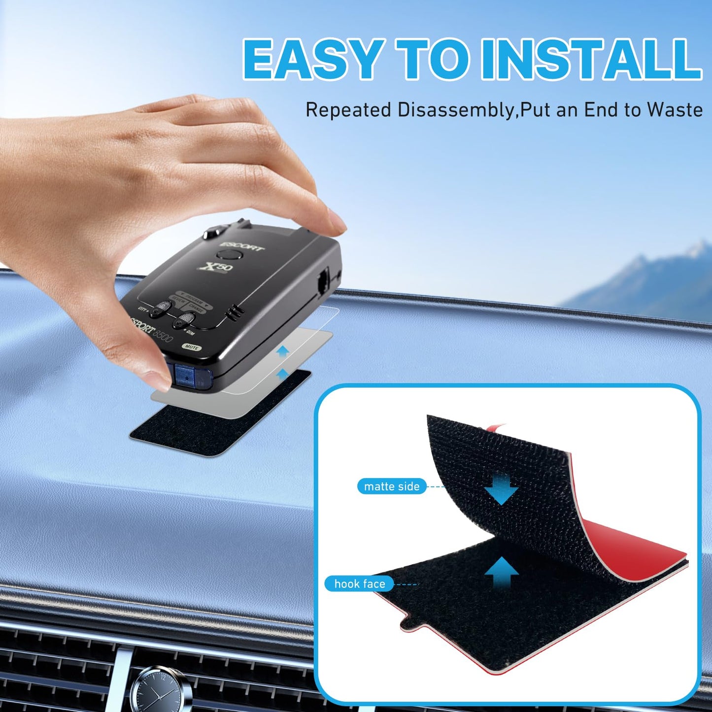 Radar Detector Mounting Bracket With Dashboard Hook And Loop Installation, Easy To Install, Very Suitable For Safe Installation Of Radar Detectors