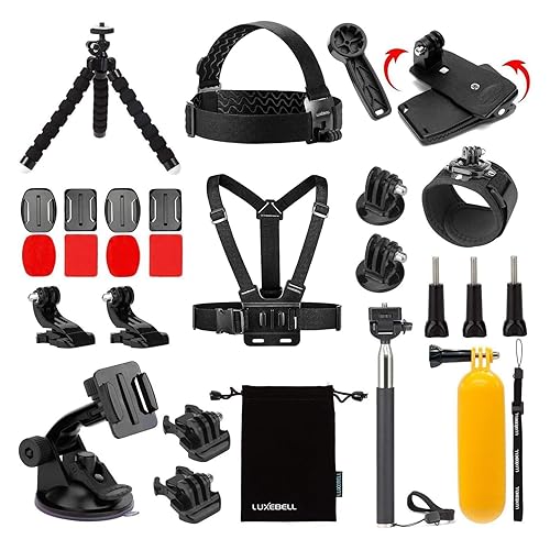 Luxebell Accessories Kit for AKASO EK5000 EK7000 4K WiFi Action Camera GoPro Hero 12 11 10 9 8 7 6 5/Session 5/Hero 4/3+/3/2/1 Max Fusion SJ4000