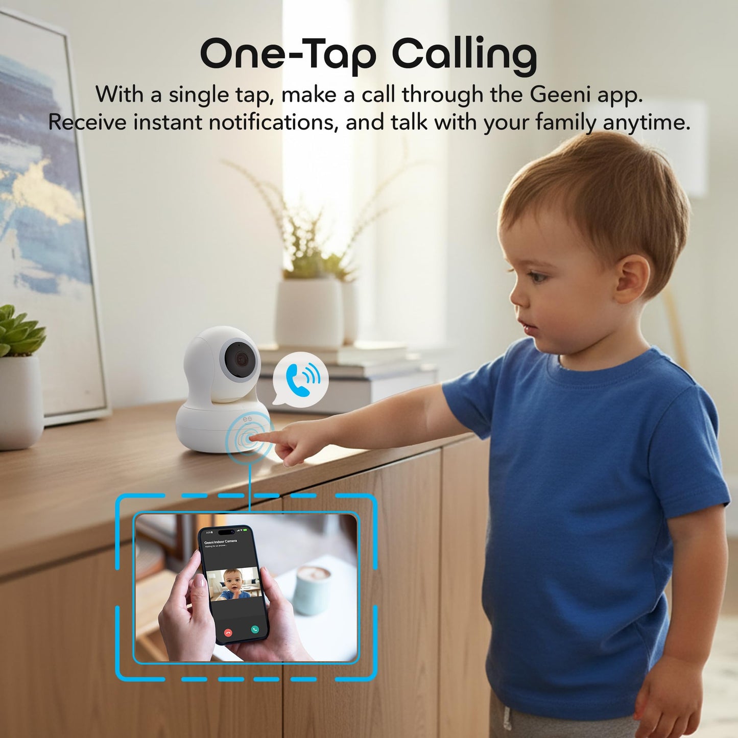 Geeni Sentinel Smart 2K Indoor Security Camera with Auto-Tracking - Dual-Band 2.4GHz & 5GHz WiFi, 2K HD Video, App & Voice Control, Motion Detection