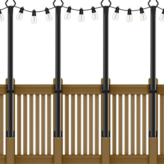 NUERPO 4 Pack String Light Poles,5Ft Metal Poles for Outdoor String Lights,Outdoor Light Poles with Post,Poles/Stand