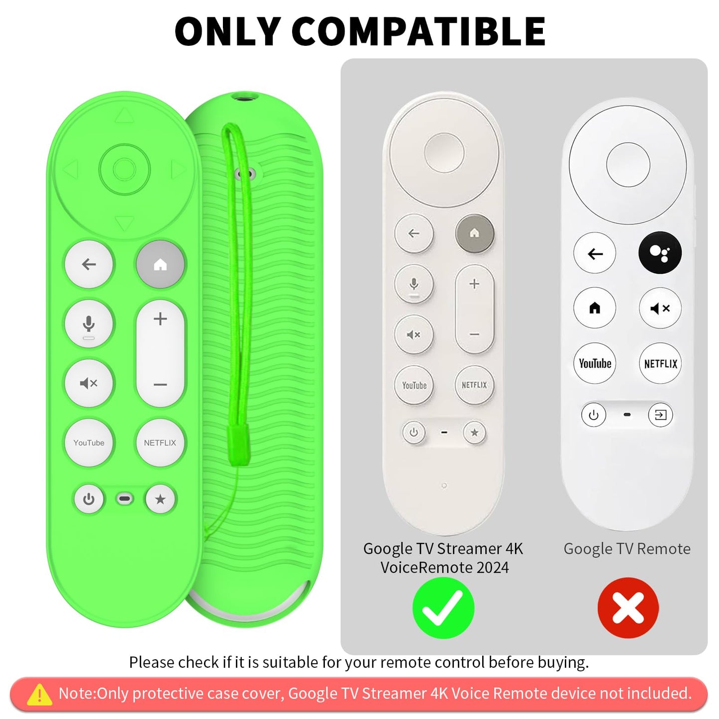 [3 Pcs] Silicone Remote Case for Google TV Streamer 4K Voice Remote 2024,Shockproof Remote Cover for Google TV Streamer 4K Voice Remote, Remote Case