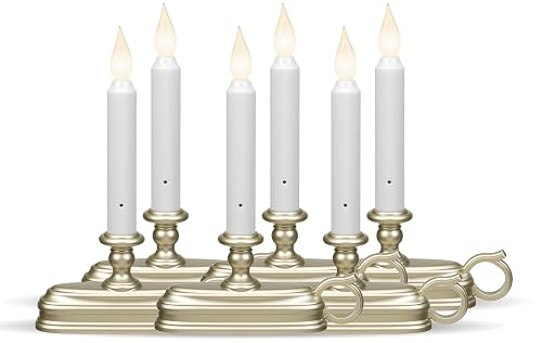 Xodus Innovations FPC1525P-6 Battery Operated LED Window Candle with New Hot Spot Technology and Dusk to Dawn Light Sensor, Plastic Silver/Pewter Base