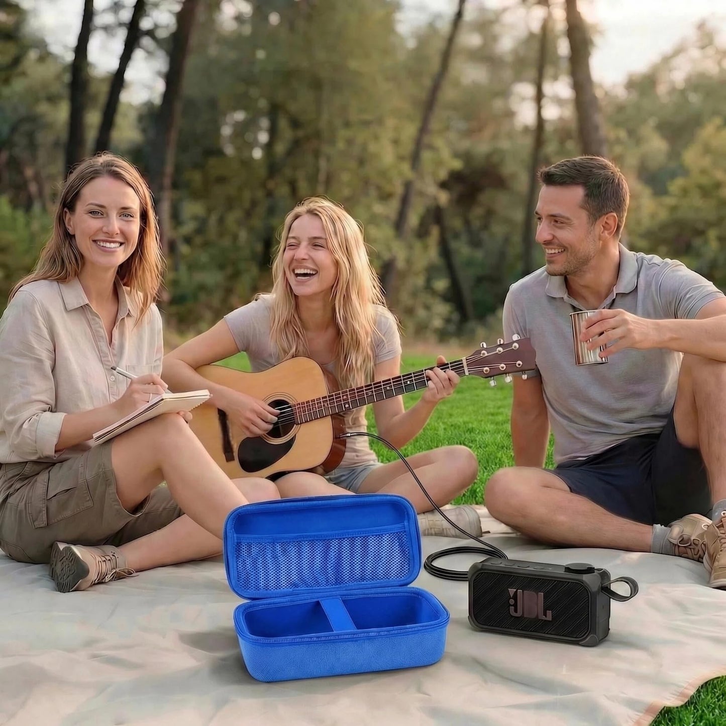 HarborCase Travel Case for JBL Bandbox Solo Portable Bluetooth Speaker, Hard EVA Protective Box with Wrist Strap & Carabiner (Only Case) (Blue)