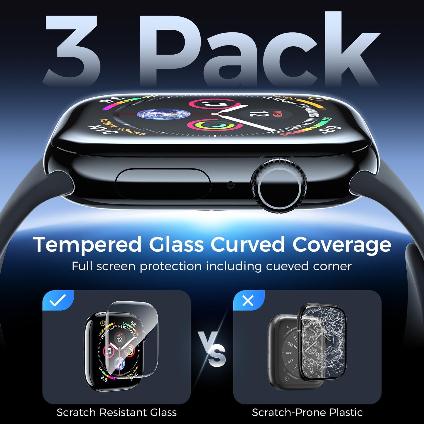 Kopration Screen Protector for Apple Watch Series 10 46mm,Tempered Glass Curved Full Coverage Watch Screen Protector, Bubble Free Screen Protector